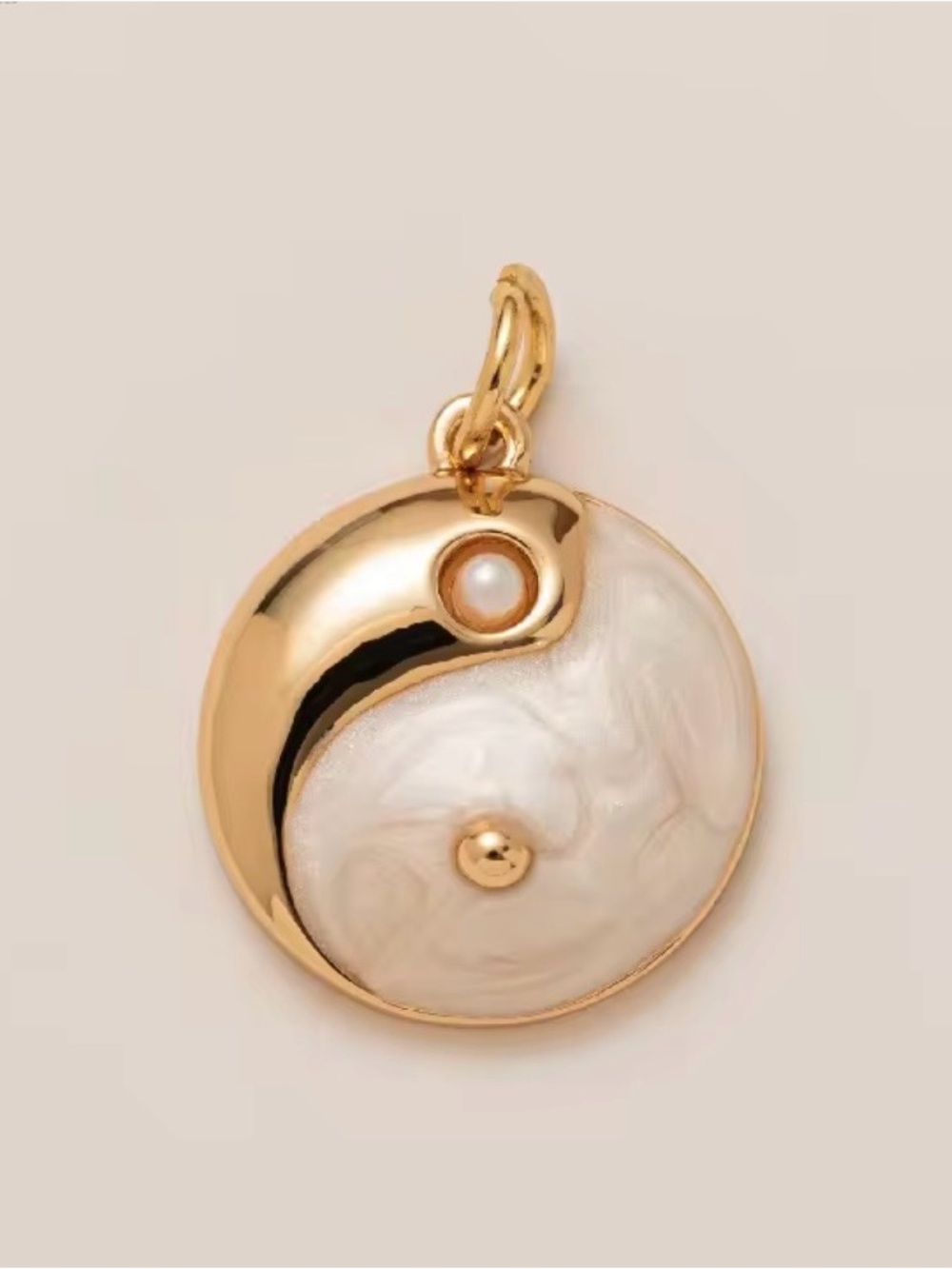 18k Gold Plated and Pearl Yin Yang Pendant Necklace - Women Jewelry